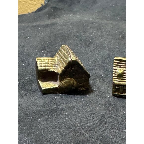 Miniature Brass European Village House Town Buildings Castle Set Of 3 - Picture 4 of 7